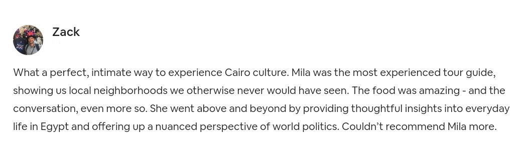 Guest review of Mila's Cairo food tour 3
