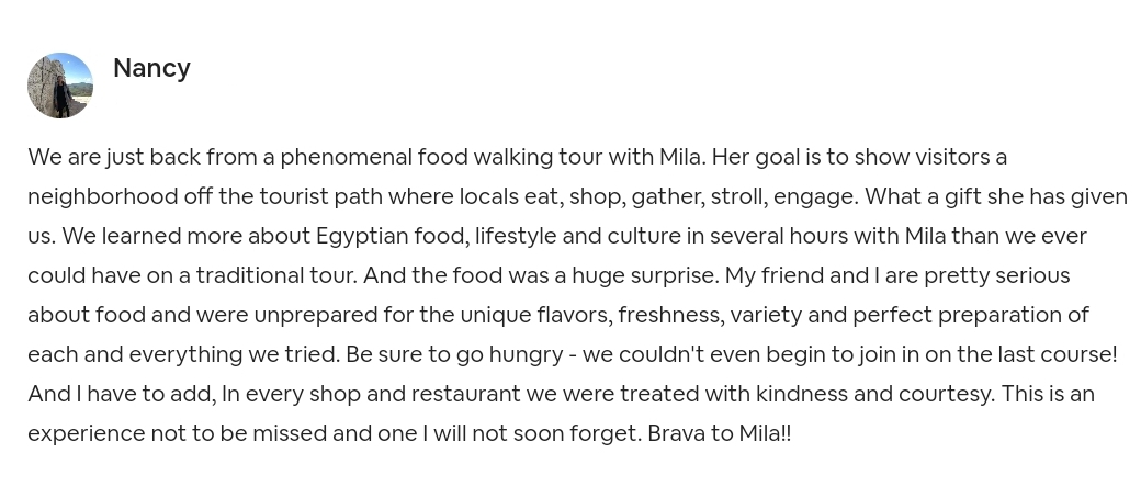 Guest review of Mila's Cairo food tour 1