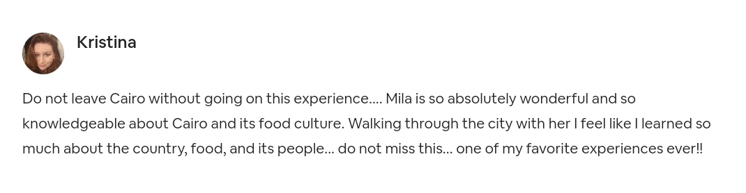Guest review of Mila's Cairo food tour 2